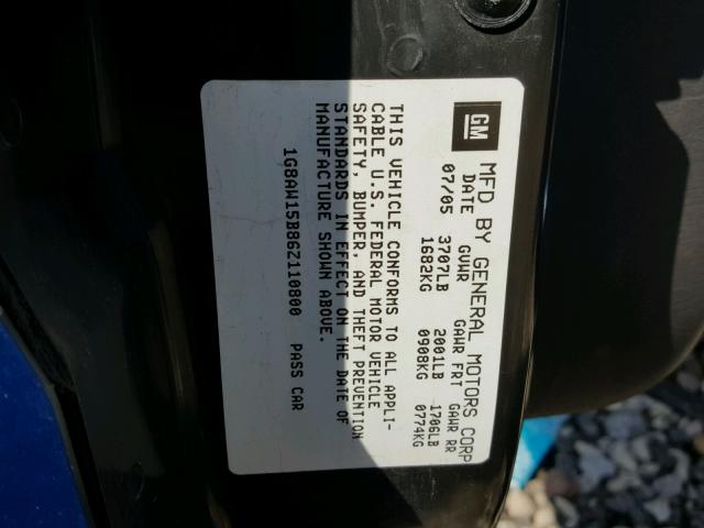 1G8AW15B86Z110800 - 2006 SATURN ION LEVEL BLUE photo 10