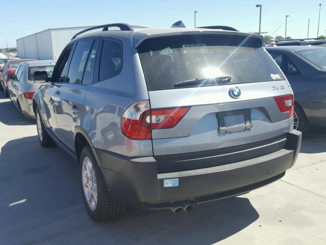 WBXPA73445WC49334 - 2005 BMW X3 2.5I SILVER photo 3