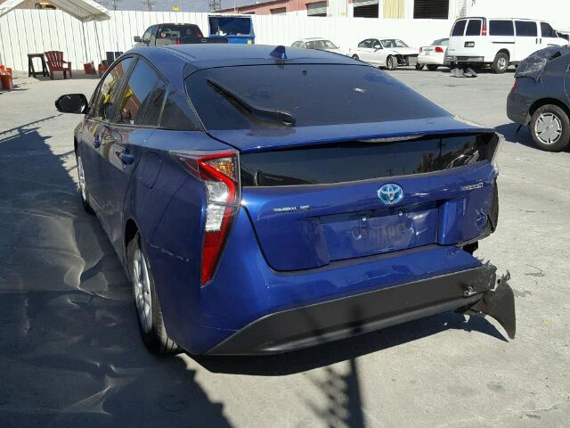 JTDKBRFU1G3525773 - 2016 TOYOTA PRIUS BLUE photo 3