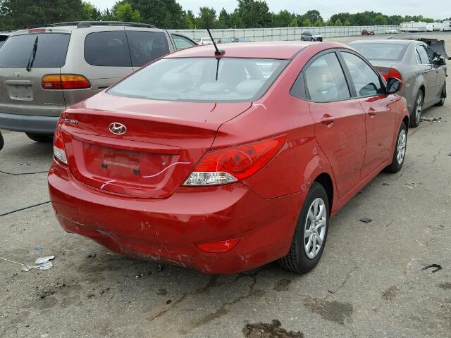 KMHCT4AE5EU629903 - 2014 HYUNDAI ACCENT GLS RED photo 4