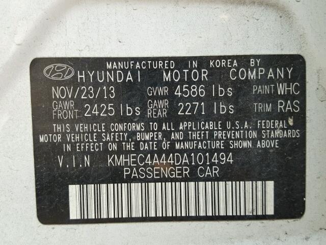 KMHEC4A44DA101494 - 2013 HYUNDAI SONATA HYB WHITE photo 10