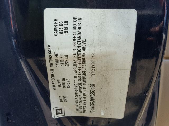 1G1NE52J0X6253135 - 1999 CHEVROLET MALIBU LS 蓝色 照片 10