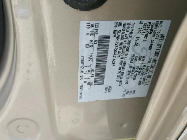 5LMFU28R84LJ16296 - 2004 LINCOLN NAVIGATOR TAN photo 10