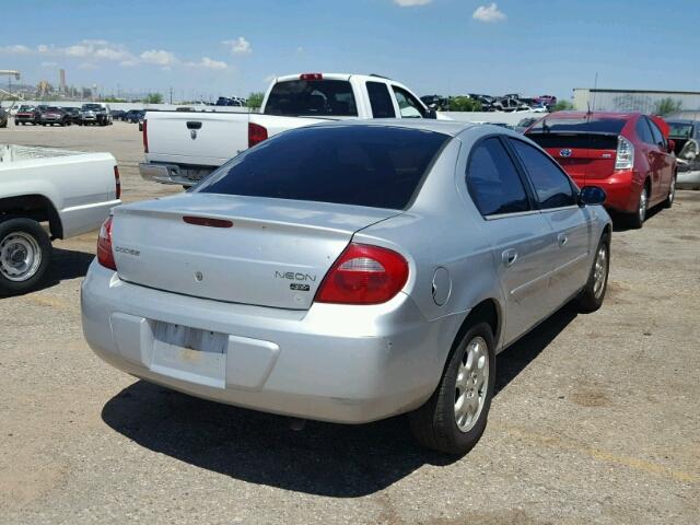 1B3ES56C74D619998 - 2004 DODGE NEON SXT SILVER photo 4