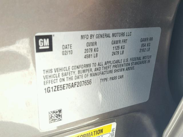 1G1ZE5E76AF207656 - 2010 CHEVROLET MALIBU LTZ 棕色 照片 10