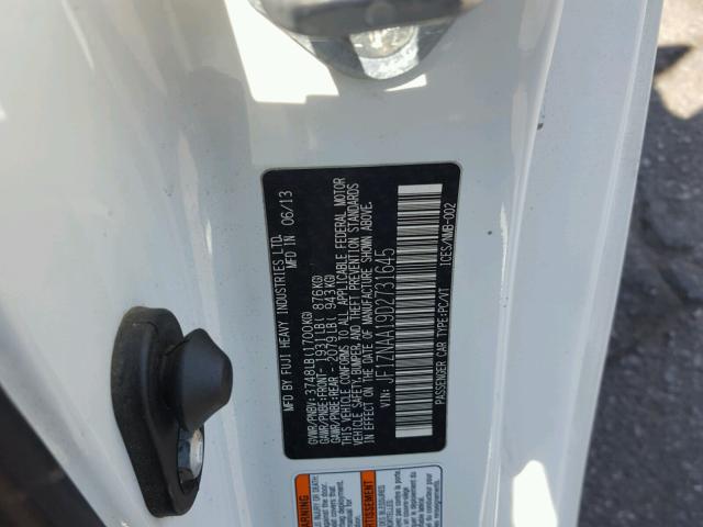 JF1ZNAA19D2731645 - 2013 TOYOTA SCION FR-S WHITE photo 10