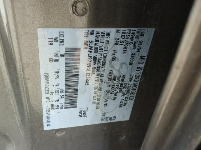 5LMFU27R94LJ35845 - 2004 LINCOLN NAVIGATOR GRAY photo 10