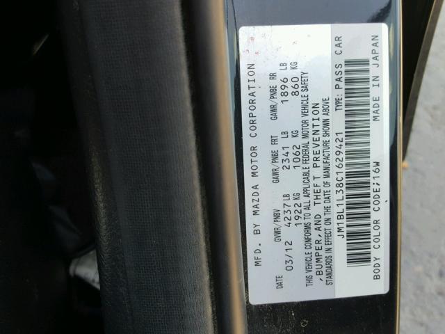 JM1BL1L38C1629421 - 2012 MAZDA SPEED 3 BLACK photo 10