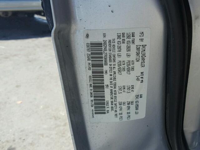 2A8GM48L27R300088 - 2007 CHRYSLER PACIFICA SILVER photo 10