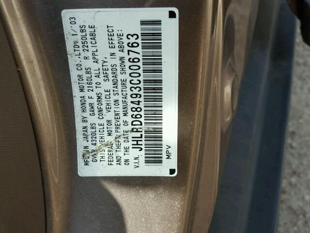 JHLRD68493C006763 - 2003 HONDA CR-V LX BROWN photo 10