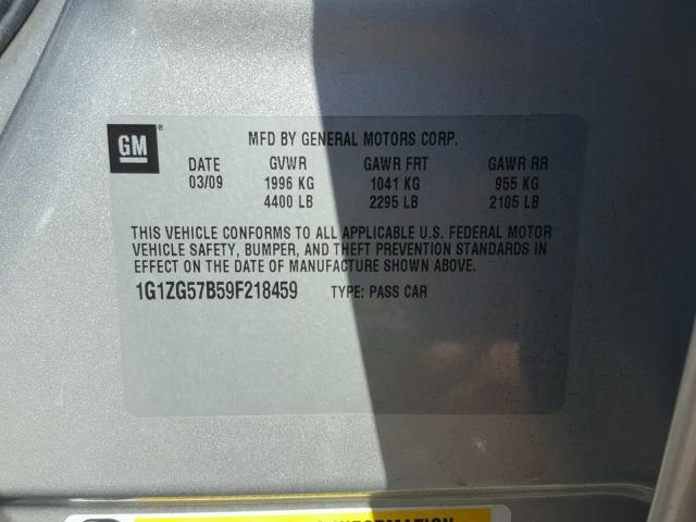 1G1ZG57B59F218459 - 2009 CHEVROLET MALIBU LS Gümüş foto 10