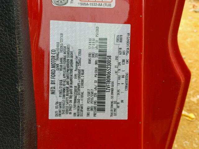1ZVFT80N065230058 - 2006 FORD MUSTANG RED photo 10