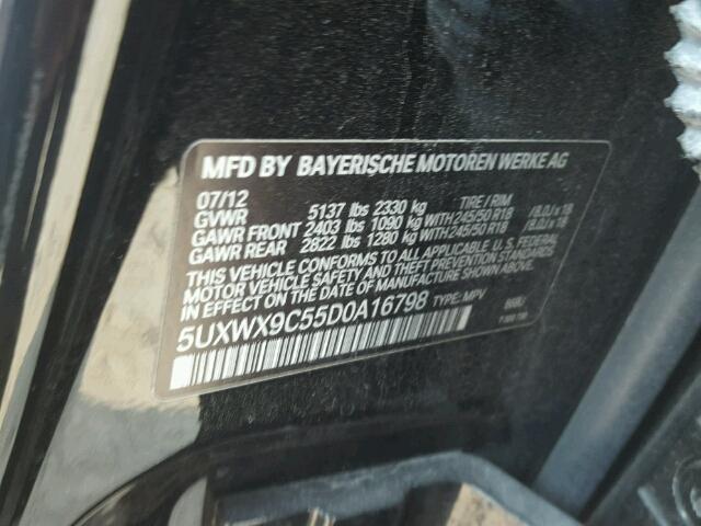 5UXWX9C55D0A16798 - 2013 BMW X3 XDRIVE2 Czarny zdjęcie 10