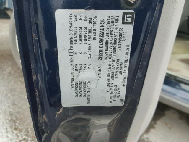 1GNDV23W97D193242 - 2007 CHEVROLET UPLANDER L 蓝色 照片 10