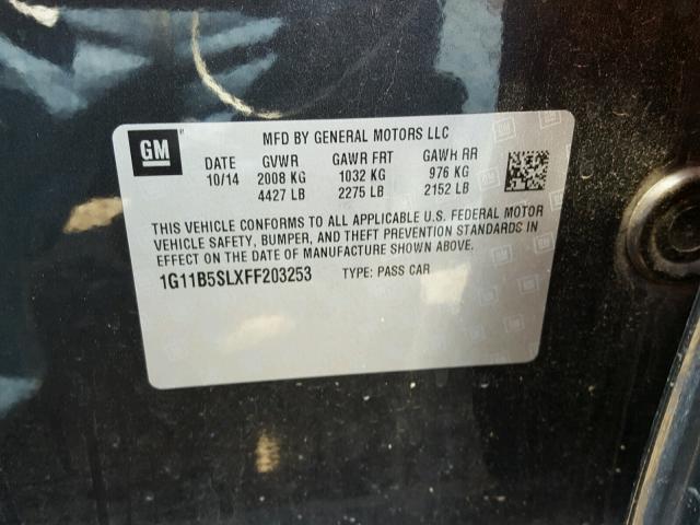 1G11B5SLXFF203253 - 2015 CHEVROLET MALIBU LS GRAY photo 10