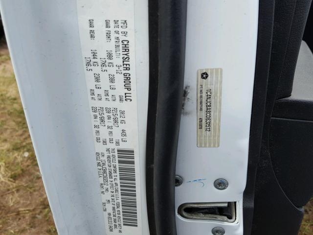 1C4NJCBA8CD632512 - 2012 JEEP COMPASS SP WHITE photo 10