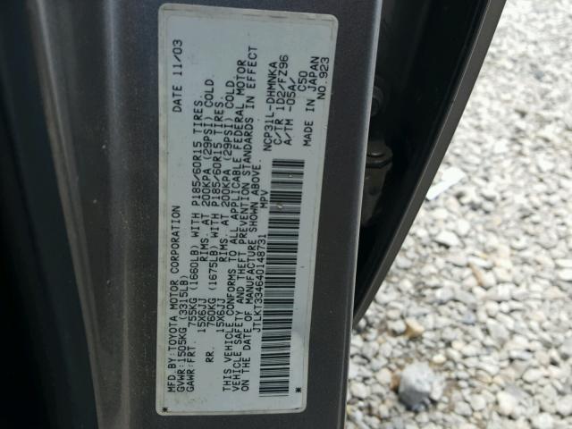 JTLKT334640148731 - 2004 TOYOTA SCION XB ნაცრისფერი ფოტო 10