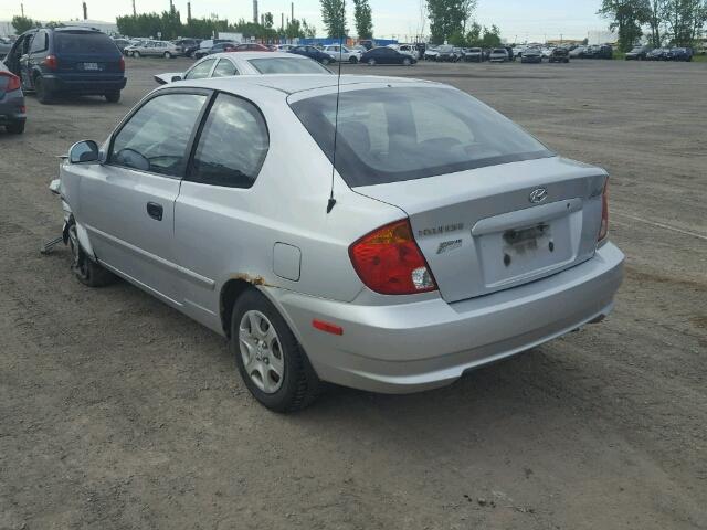 KMHCG35G33U259512 - 2003 HYUNDAI ACCENT BAS SILVER photo 3