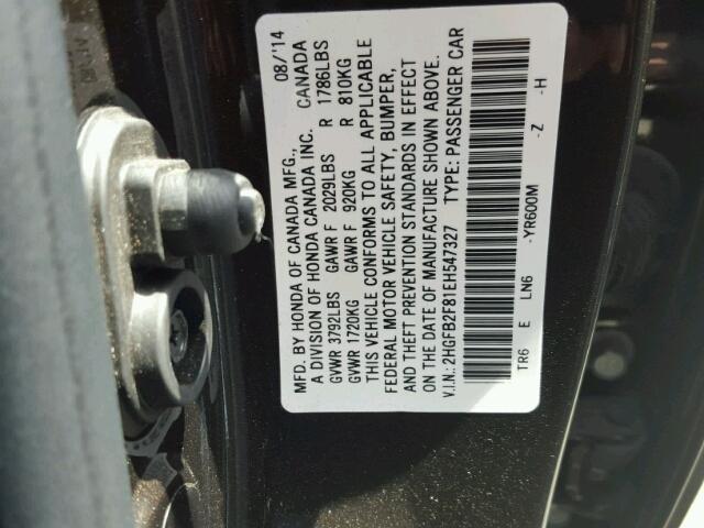 2HGFB2F81EH547327 - 2014 HONDA CIVIC EX 棕色 照片 10