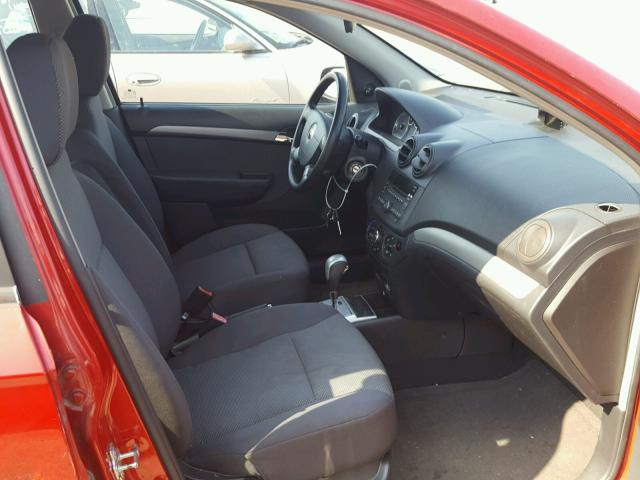 KL1TD56E19B302374 - 2009 CHEVROLET AVEO LS RED photo 5