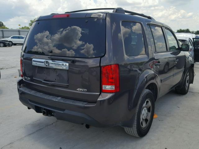 5FNYF4H27CB009850 - 2012 HONDA PILOT LX BROWN photo 4