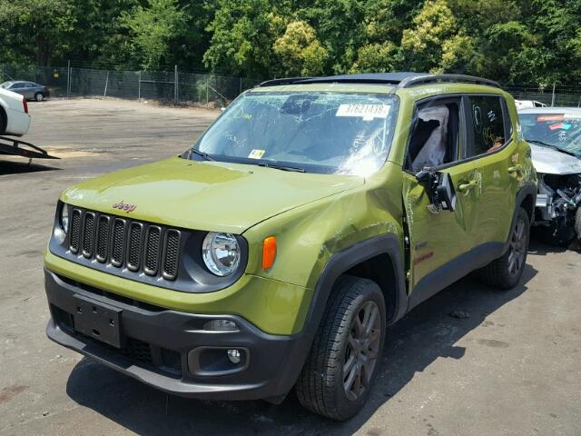 ZACCJBBT3GPC90610 - 2016 JEEP RENEGADE L GREEN photo 2