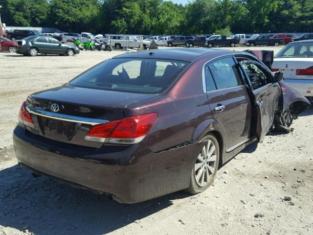 4T1BK3DB8BU423559 - 2011 TOYOTA AVALON BAS BURGUNDY photo 4