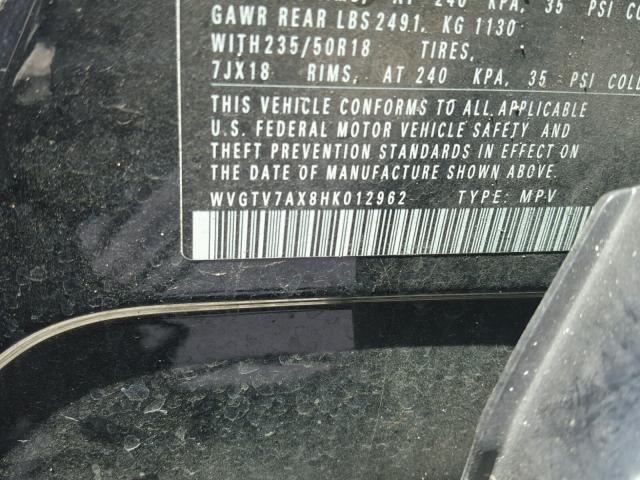 WVGTV7AX8HK012962 - 2017 VOLKSWAGEN TIGUAN SPO 黑色 照片 10