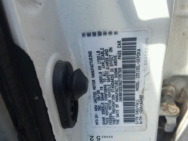 1NXBR32E36Z735769 - 2006 TOYOTA CORROLA WHITE photo 10