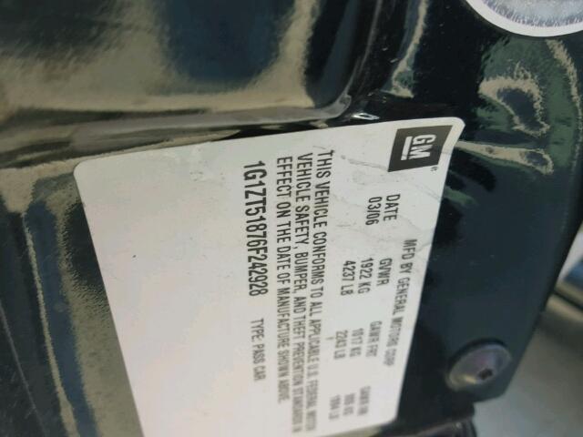 1G1ZT51876F242928 - 2006 CHEVROLET MALIBU LT BLUE photo 10