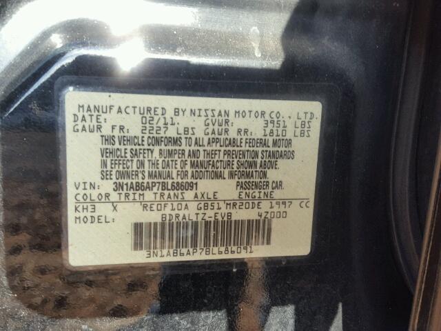 3N1AB6AP7BL686091 - 2011 NISSAN SENTRA 2.0 BLACK photo 10