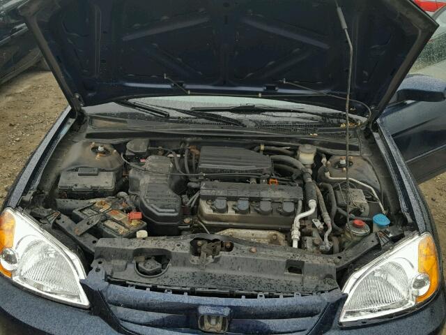 2HGES26761H596875 - 2001 HONDA CIVIC EX BLUE photo 7