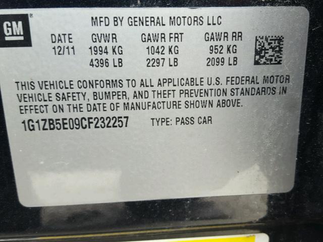 1G1ZB5E09CF232257 - 2012 CHEVROLET MALIBU LS Qara foto 10