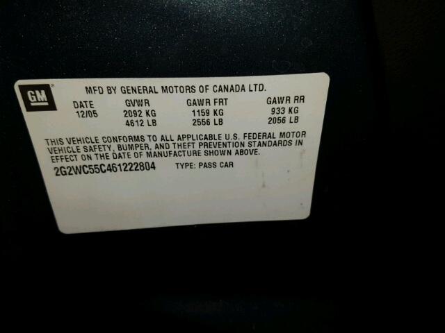 2G2WC55C461222804 - 2006 PONTIAC GRAND PRIX GREEN photo 10