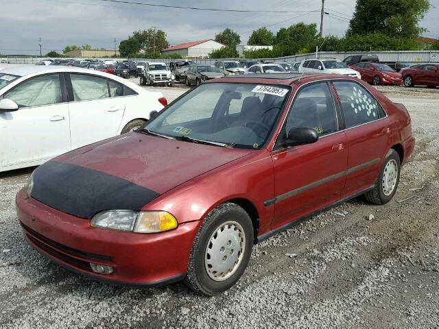 JHMEH9599NS001569 - 1992 HONDA CIVIC EX/E MAROON photo 2