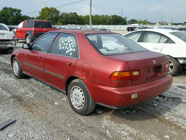 JHMEH9599NS001569 - 1992 HONDA CIVIC EX/E MAROON photo 3