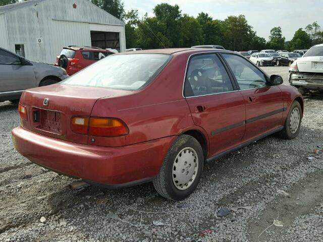 JHMEH9599NS001569 - 1992 HONDA CIVIC EX/E MAROON photo 4