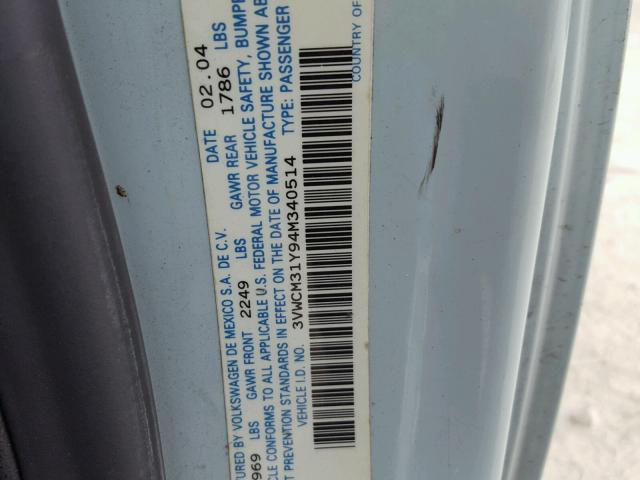 3VWCM31Y94M340514 - 2004 VOLKSWAGEN NEW BEETLE 蓝色 照片 10