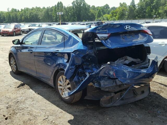 KMHDH4AE3EU083656 - 2014 HYUNDAI ELANTRA SE BLUE photo 3