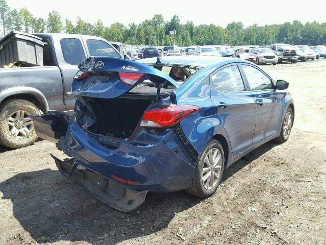 KMHDH4AE3EU083656 - 2014 HYUNDAI ELANTRA SE BLUE photo 4