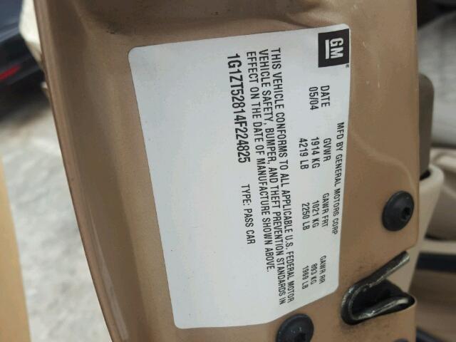 1G1ZT52814F224825 - 2004 CHEVROLET MALIBU LS ოქროსფერი ფოტო 10