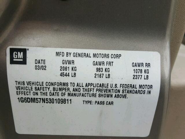 1G6DM57N530109811 - 2003 CADILLAC CTS TAN photo 10