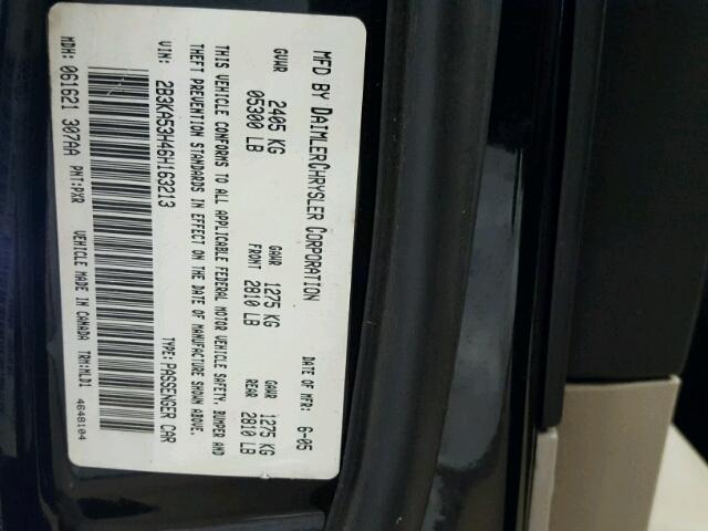 2B3KA53H46H163213 - 2006 DODGE CHARGER R/ BLACK photo 10