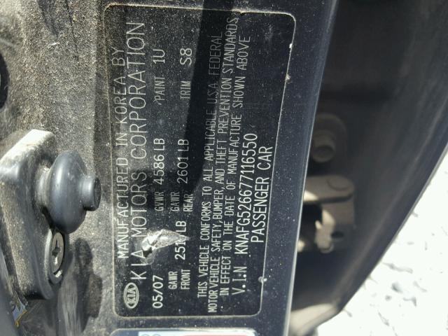 KNAFG526677116550 - 2007 KIA RONDO LX CHARCOAL photo 10