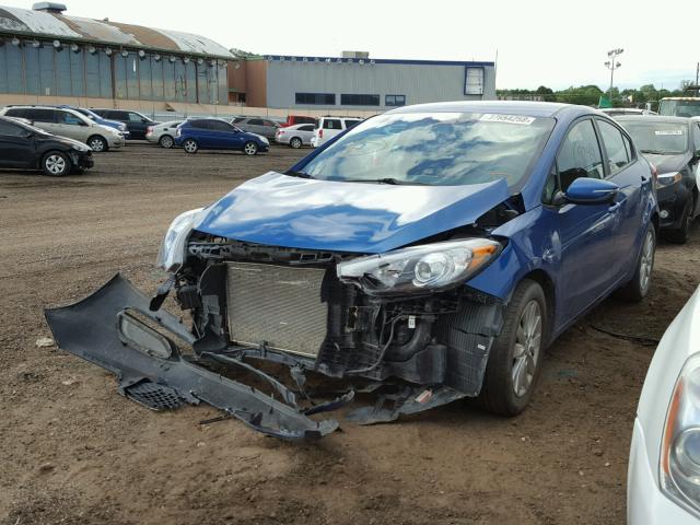 KNAFX4A66E5226633 - 2014 KIA FORTE LX BLUE photo 2