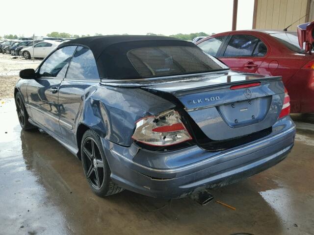 WDBTK75J95F147339 - 2005 MERCEDES-BENZ CLK 500 BLUE photo 3