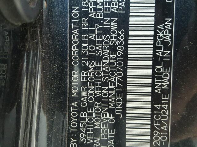 JTKDE177070198366 - 2007 TOYOTA SCION TC 黑色 照片 10