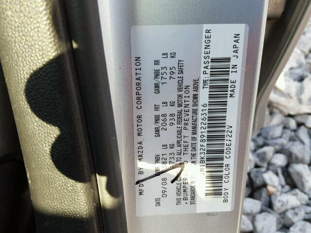 JM1BK32F891226316 - 2009 MAZDA 3 SILVER photo 10