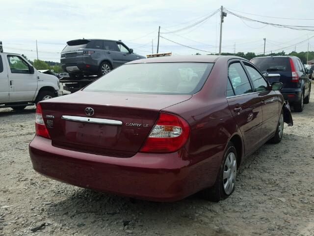 4T1BE32K03U216059 - 2003 TOYOTA CAMRY LE RED photo 4