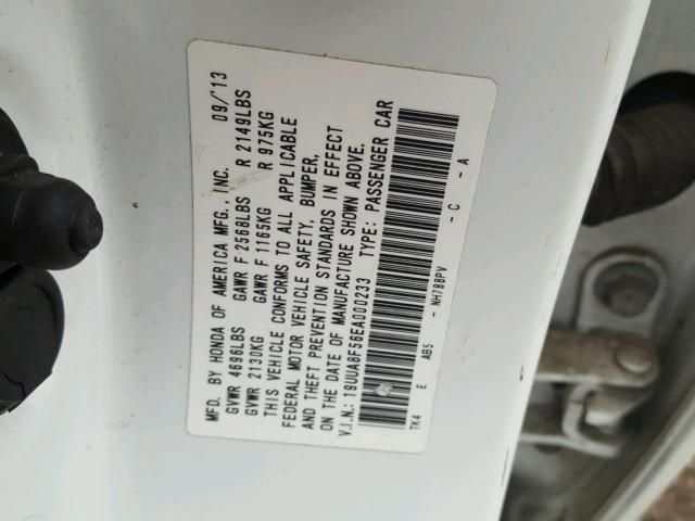 19UUA8F56EA000233 - 2014 ACURA TL TECH WHITE photo 10